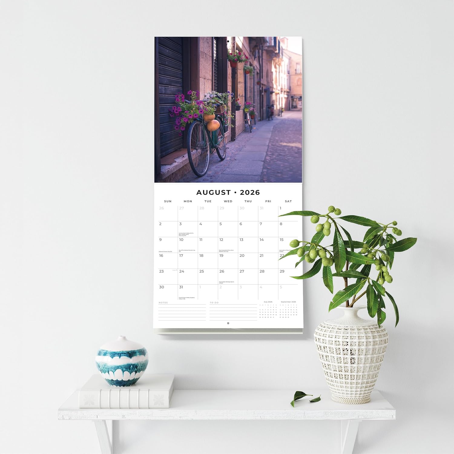 Red Robin 2026 Vintage Bicycles Monthly Wall Calendar | 12" x 24" Open | Premium Thick & Sturdy Paper | Hangable 12 Month Calendar | Lined Notes & To Do Area | Vivid Images | Plastic Free