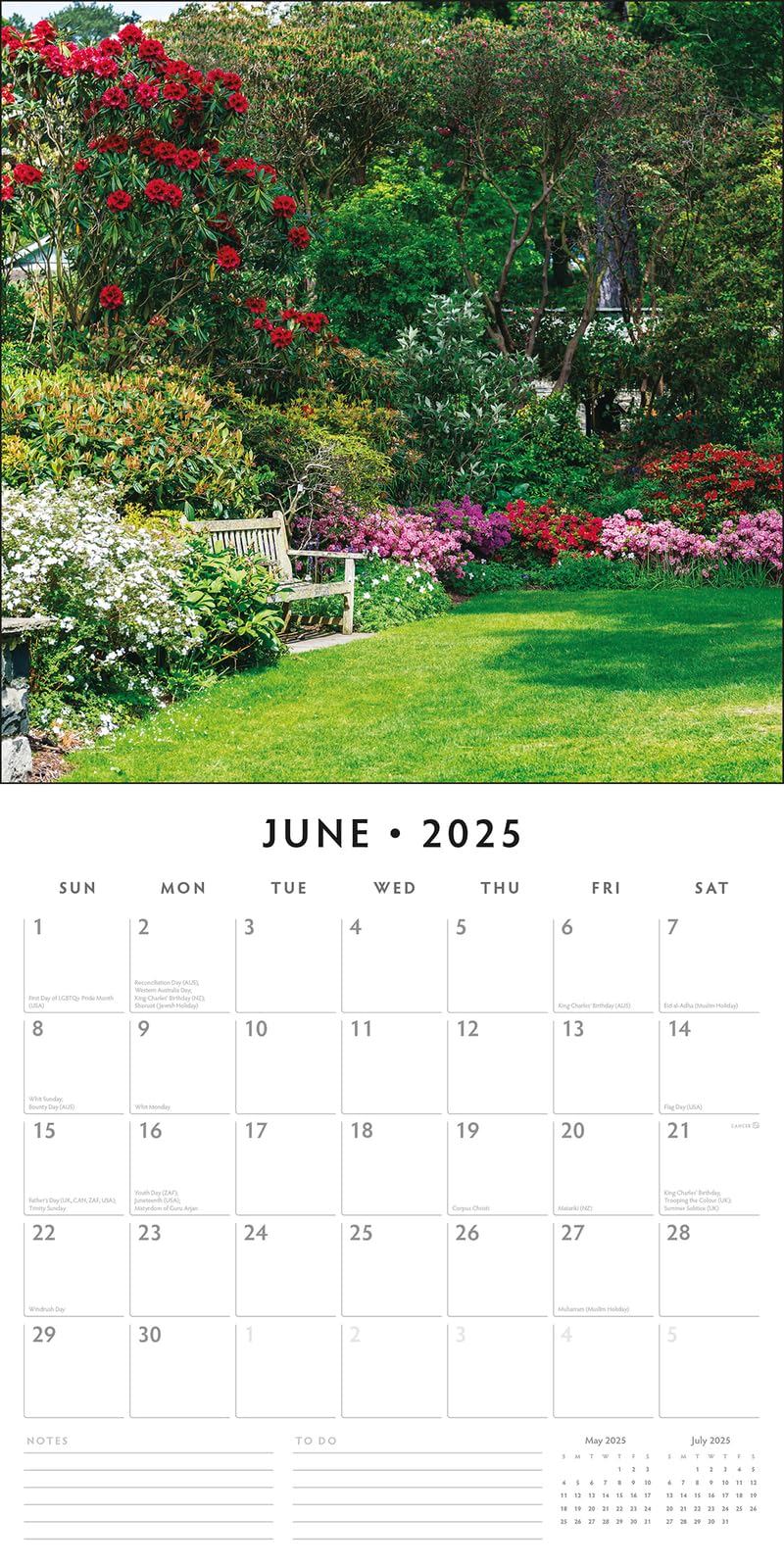 Red Robin 2025 Beautiful Gardens Monthly Wall Calendar | 12" x 24" Open | Premium Thick & Sturdy Paper | Hangable 12 Month Calendar | Plastic Free | 4 Month Transition Page for 2024