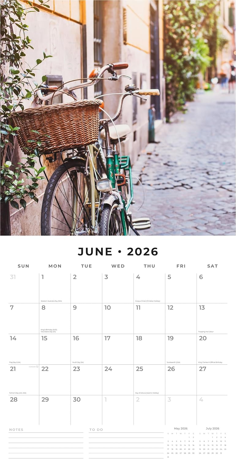 Red Robin 2026 Vintage Bicycles Monthly Wall Calendar | 12" x 24" Open | Premium Thick & Sturdy Paper | Hangable 12 Month Calendar | Lined Notes & To Do Area | Vivid Images | Plastic Free