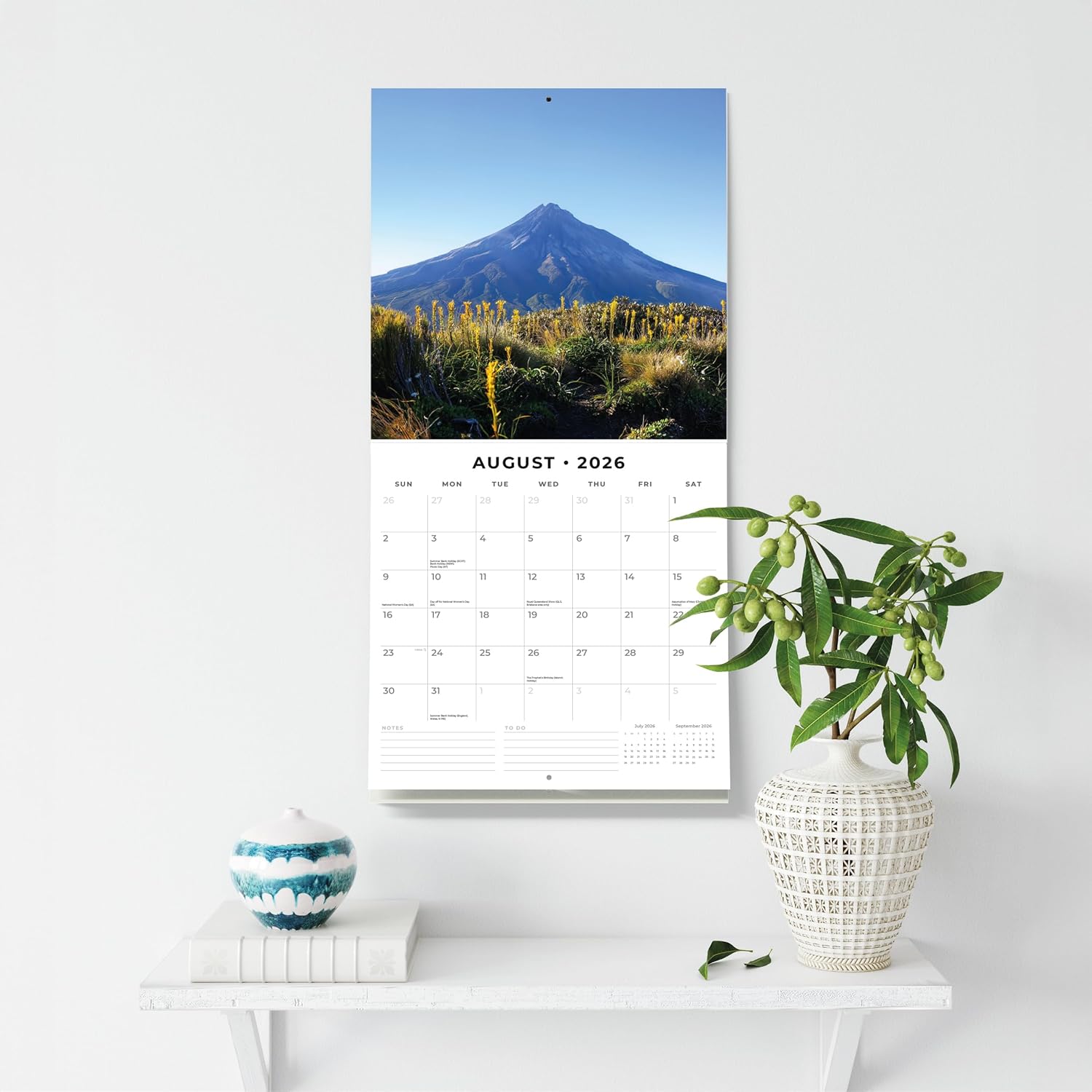 Red Robin 2026 New Zealand Monthly Wall Calendar | 12" x 24" Open | Premium Thick & Sturdy Paper | Hangable 12 Month Calendar | Lined Notes & To Do Area | Vivid Images | Plastic Free