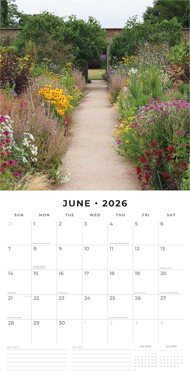 Red Robin 2026 English Cottage Gardens Monthly Wall Calendar | 12" x 24" Open | Premium Thick & Sturdy Paper | Hangable 12 Month Calendar | Lined Notes & To Do Area | Vivid Images | Plastic Free