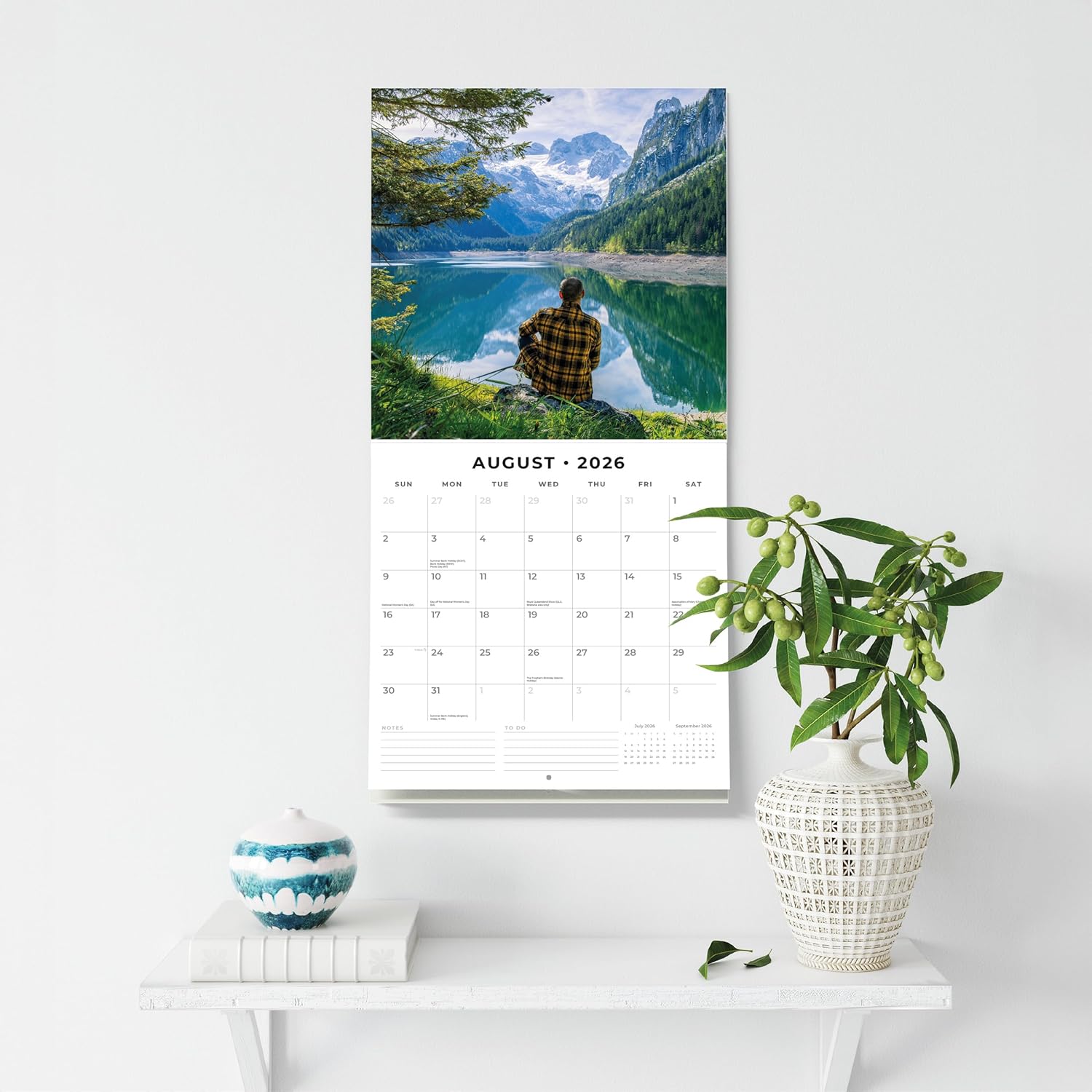Red Robin 2026 Inspiration Monthly Wall Calendar | 12" x 24" Open | Premium Thick & Sturdy Paper | Hangable 12 Month Calendar | Lined Notes & To Do Area | Vivid Images | Plastic Free