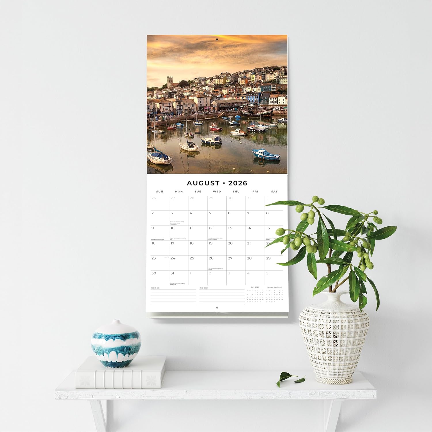 Red Robin 2026 Seaside Towns Monthly Wall Calendar | 12" x 24" Open | Premium Thick & Sturdy Paper | Hangable 12 Month Calendar | Lined Notes & To Do Area | Vivid Images | Plastic Free