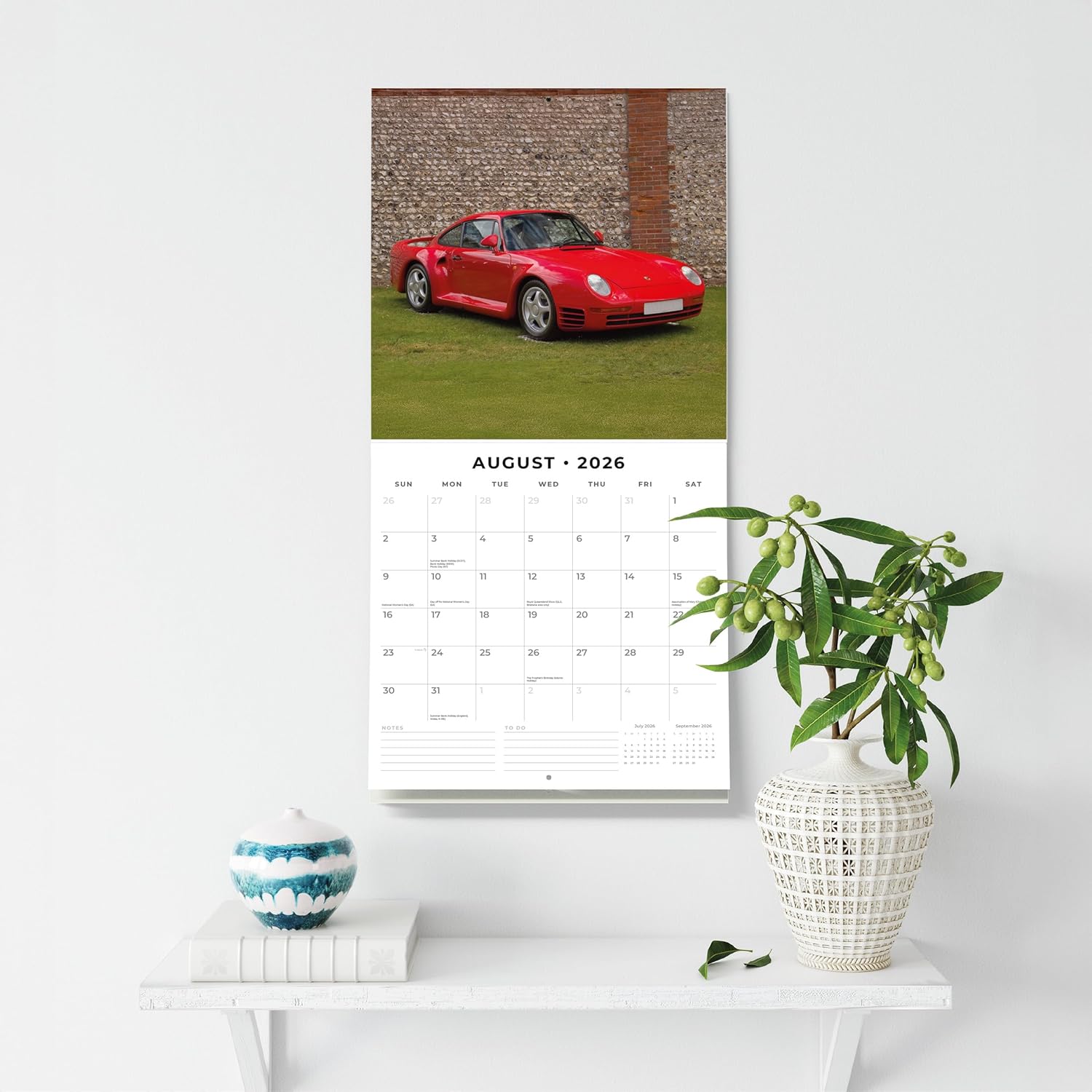 Red Robin 2026 Car Legends Monthly Wall Calendar | 12" x 24" Open | Premium Thick & Sturdy Paper | Hangable 12 Month Calendar | Lined Notes & To Do Area | Vivid Images | Plastic Free