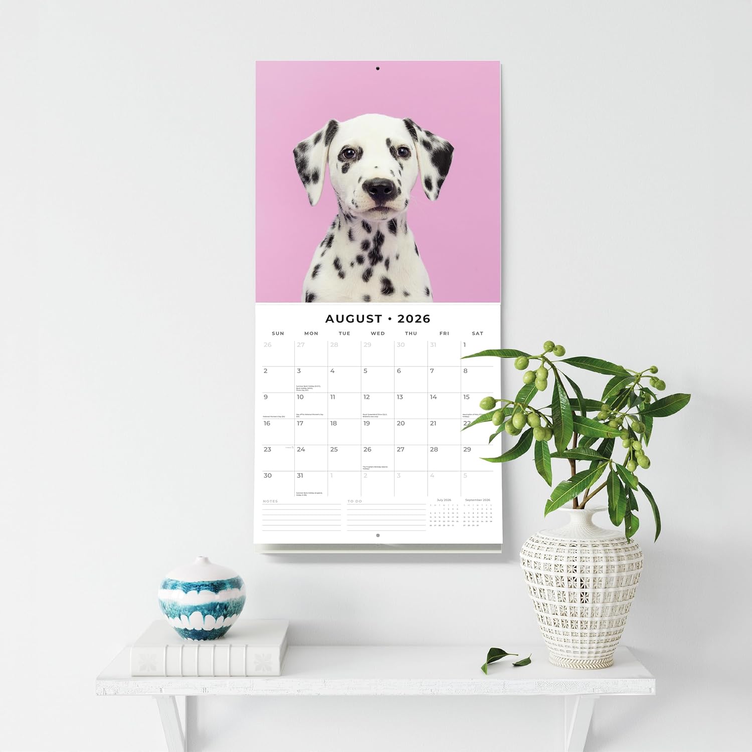 Red Robin 2026 Dalmatian Puppies Monthly Wall Calendar | 12" x 24" Open | Premium Thick & Sturdy Paper | Hangable 12 Month Calendar | Lined Notes & To Do Area | Vivid Images | Plastic Free