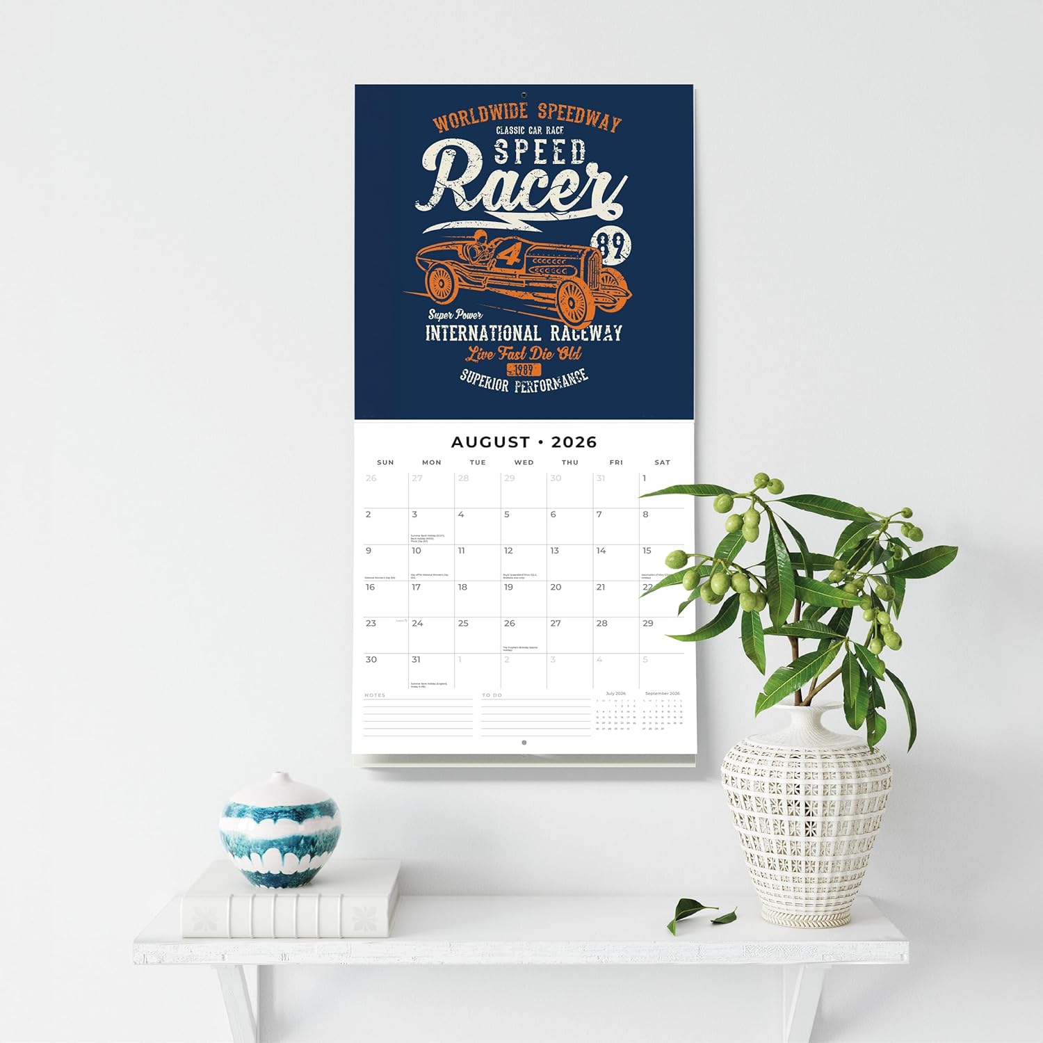 Red Robin 2026 Retro Monthly Wall Calendar | 12" x 24" Open | Premium Thick & Sturdy Paper | Hangable 12 Month Calendar | Lined Notes & To Do Area | Vivid Images | Plastic Free
