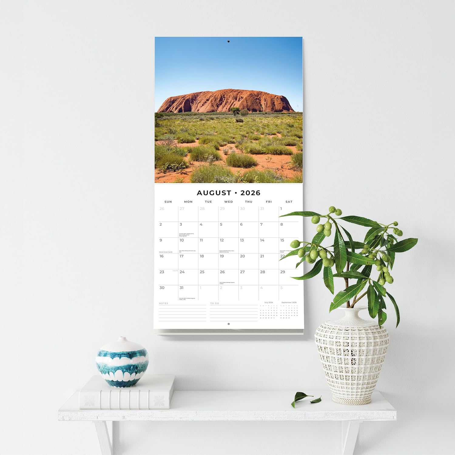 Red Robin 2026 National Parks of Australia Monthly Wall Calendar | 12" x 24" Open | Premium Thick & Sturdy Paper | Hangable 12 Month Calendar | Lined Notes & To Do Area | Vivid Images | Plastic Free