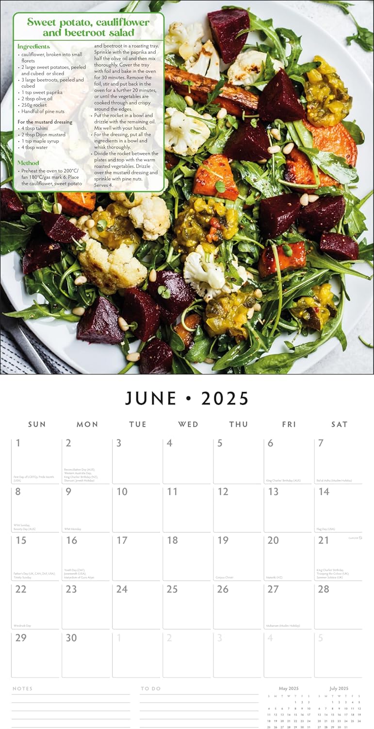 Red Robin 2025 Vegan Living Monthly Wall Calendar | 12" x 24" Open | Premium Thick & Sturdy Paper | Hangable 12 Month Calendar | Plastic Free | 4 Month Transition Page for 2024