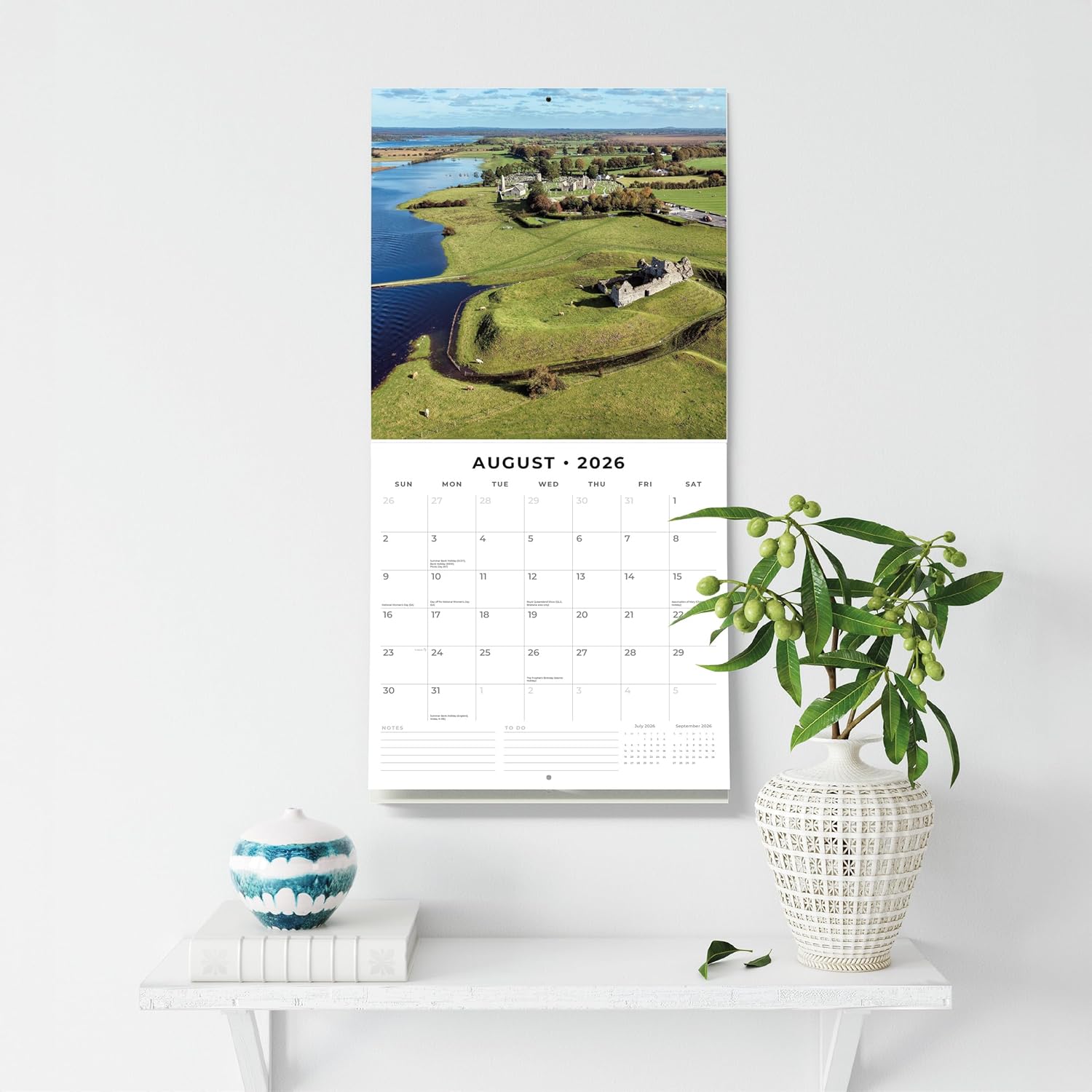 Red Robin 2026 Emerald Isle Monthly Wall Calendar | 12" x 24" Open | Premium Thick & Sturdy Paper | Hangable 12 Month Calendar | Lined Notes & To Do Area | Vivid Images | Plastic Free