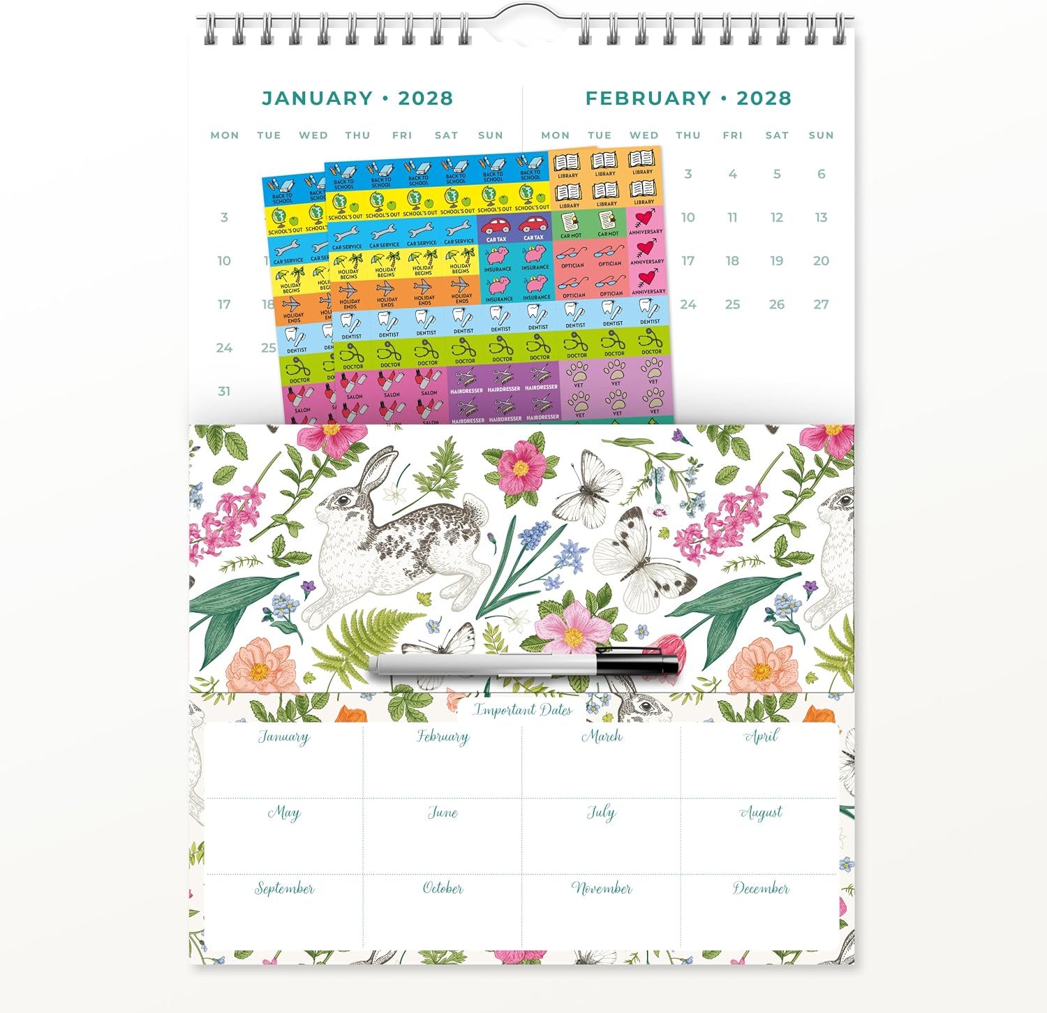 Red Robin 2027 Weekly Family Planner with Pen | 12" x 12"