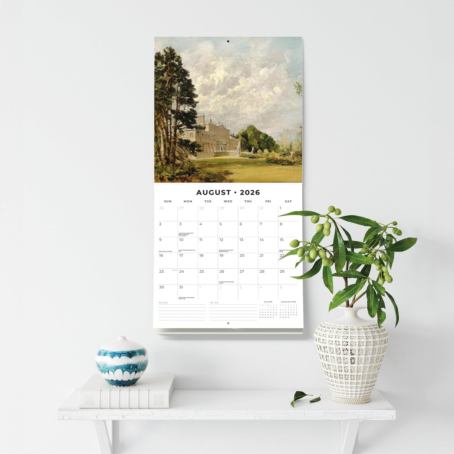 Red Robin 2026 Constable Monthly Wall Calendar | 12" x 24" Open | Premium Thick & Sturdy Paper | Hangable 12 Month Calendar | Lined Notes & To Do Area | Vivid Images | Plastic Free