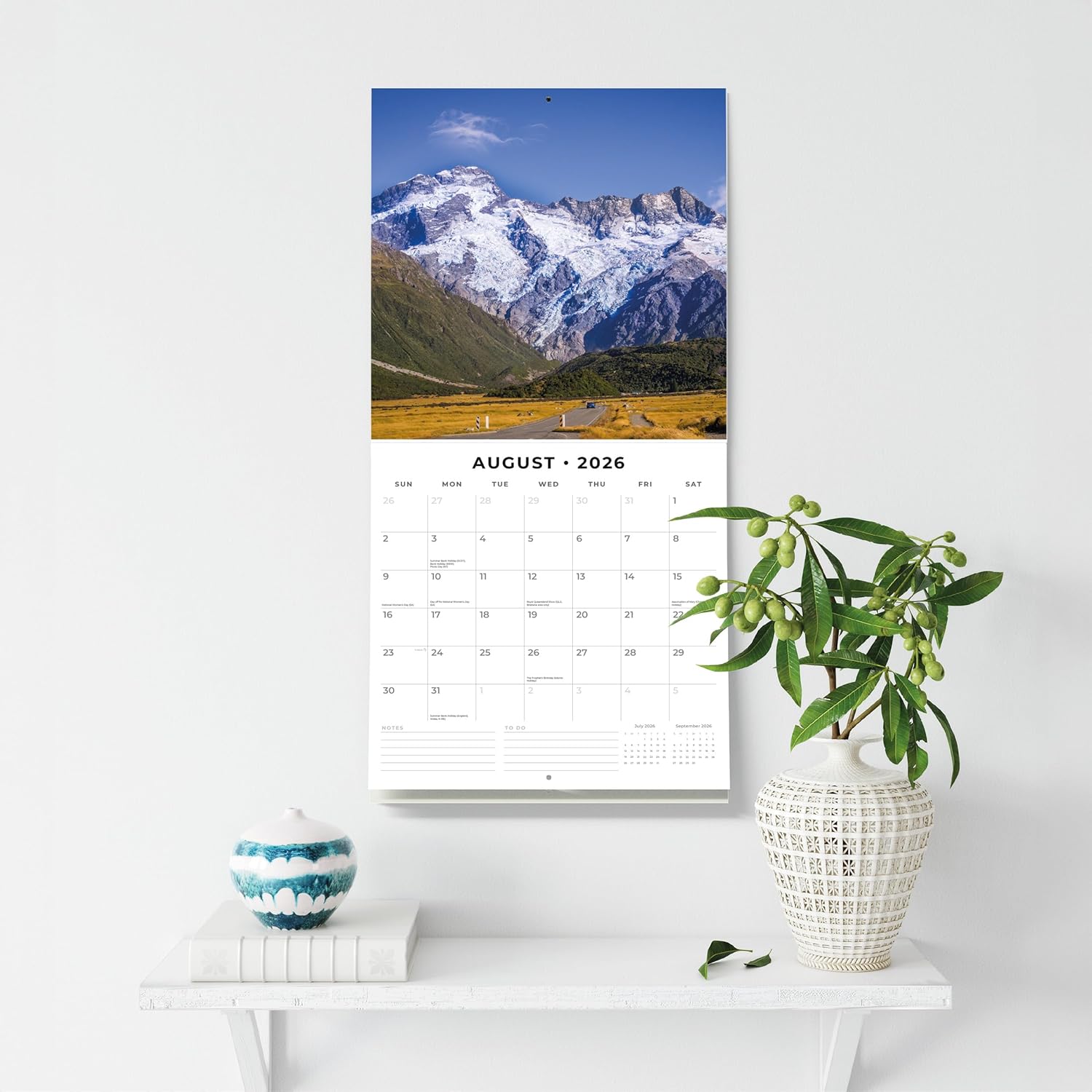 Red Robin 2026 Great Mountains Monthly Wall Calendar | 12" x 24" Open | Premium Thick & Sturdy Paper | Hangable 12 Month Calendar | Lined Notes & To Do Area | Vivid Images | Plastic Free