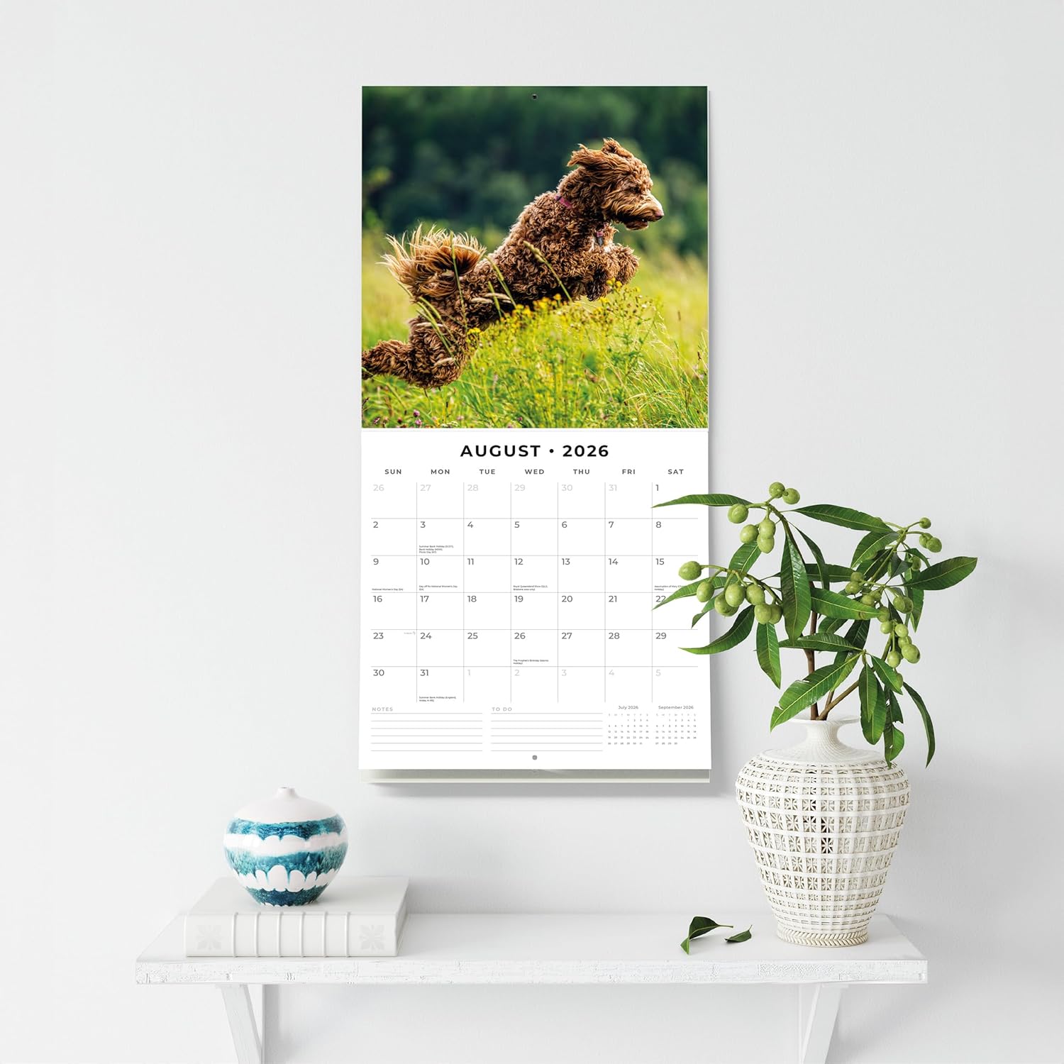 Red Robin 2026 Labradoodles Monthly Wall Calendar | 12" x 24" Open | Premium Thick & Sturdy Paper | Hangable 12 Month Calendar | Lined Notes & To Do Area | Vivid Images | Plastic Free