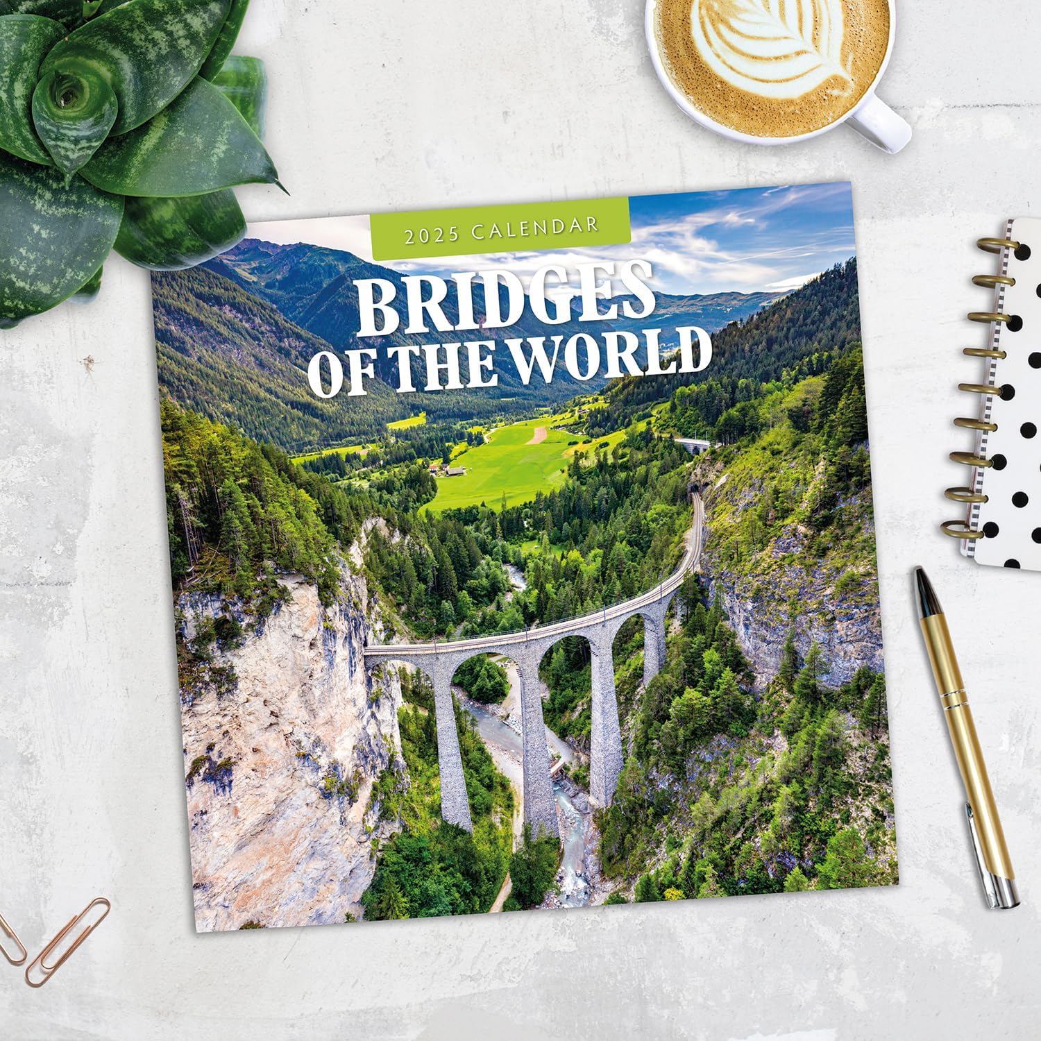 Red Robin 2025 Bridges of the World Monthly Wall Calendar | 12" x 24" Open | Premium Thick & Sturdy Paper | Hangable 12 Month Calendar | Plastic Free | 4 Month Transition Page for 2024