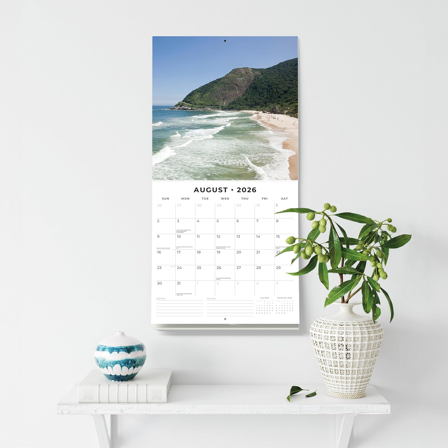 Red Robin 2026 Brazil Monthly Wall Calendar | 12" x 24" Open | Premium Thick & Sturdy Paper | Hangable 12 Month Calendar | Lined Notes & To Do Area | Vivid Images | Plastic Free