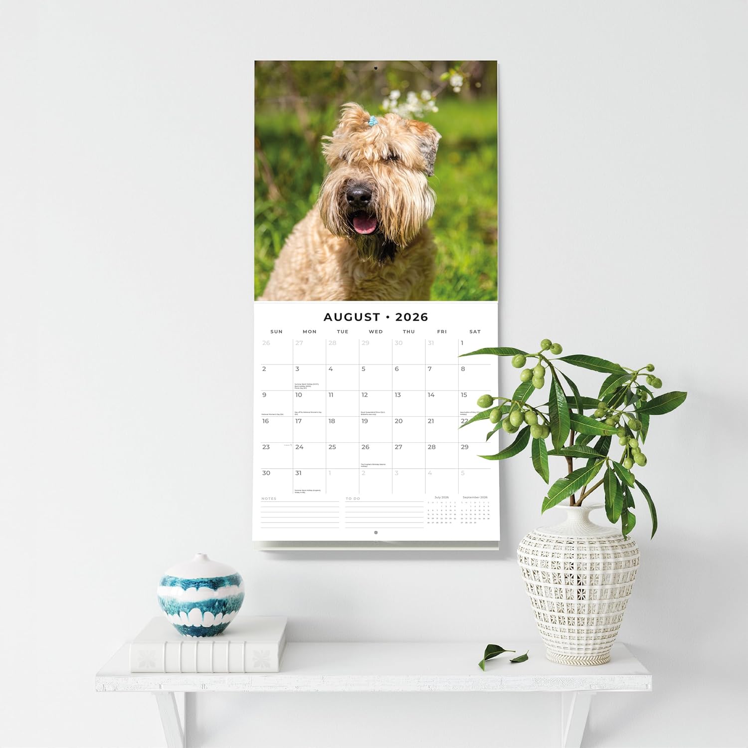 Red Robin 2026 Soft-coated Wheaten Terriers Monthly Wall Calendar | 12" x 24" Open | Premium Thick & Sturdy Paper | Hangable 12 Month Calendar | Lined Notes & To Do Area | Vivid Images | Plastic Free