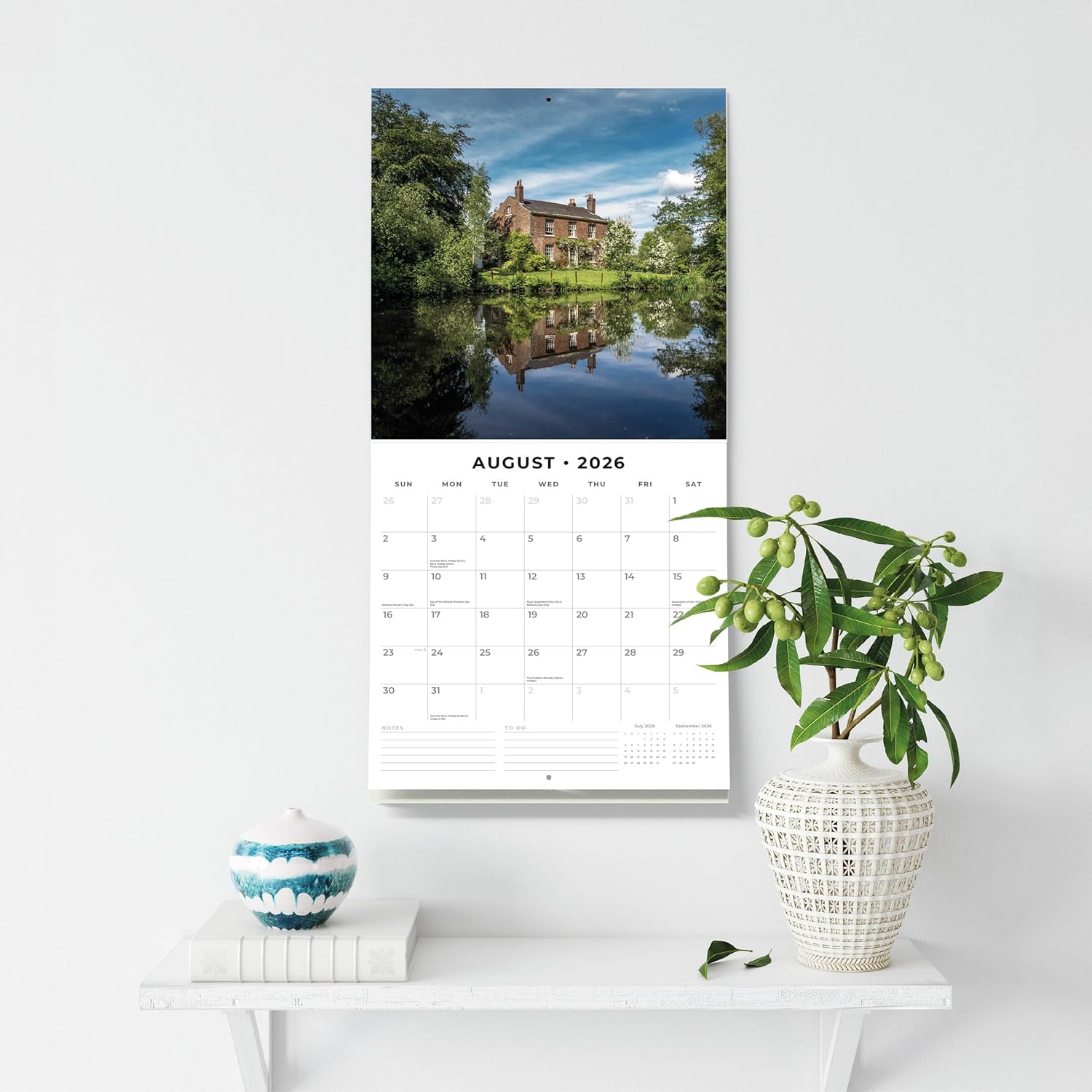 Red Robin 2026 English Cottage Gardens Monthly Wall Calendar | 12" x 24" Open | Premium Thick & Sturdy Paper | Hangable 12 Month Calendar | Lined Notes & To Do Area | Vivid Images | Plastic Free