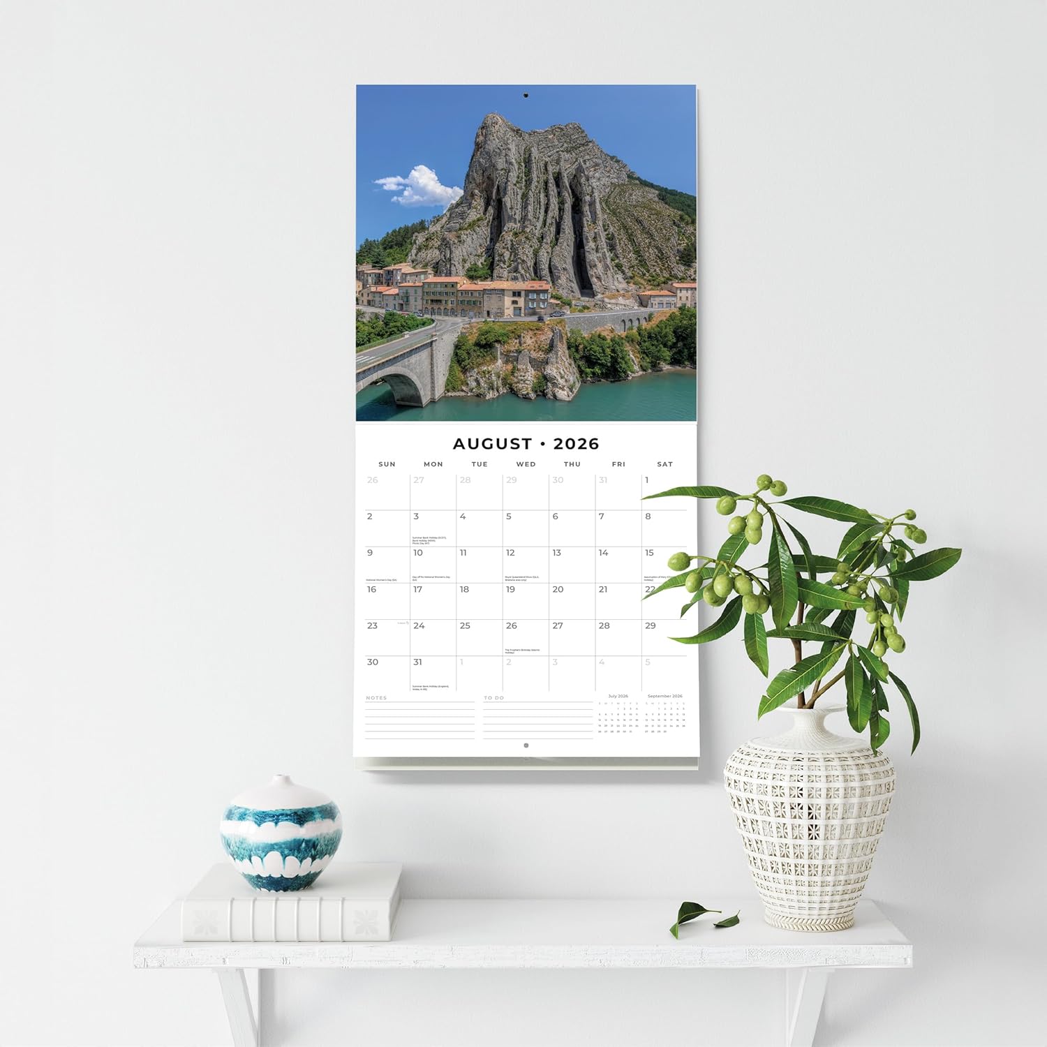 Red Robin 2026 Provence Monthly Wall Calendar | 12" x 24" Open | Premium Thick & Sturdy Paper | Hangable 12 Month Calendar | Lined Notes & To Do Area | Vivid Images | Plastic Free