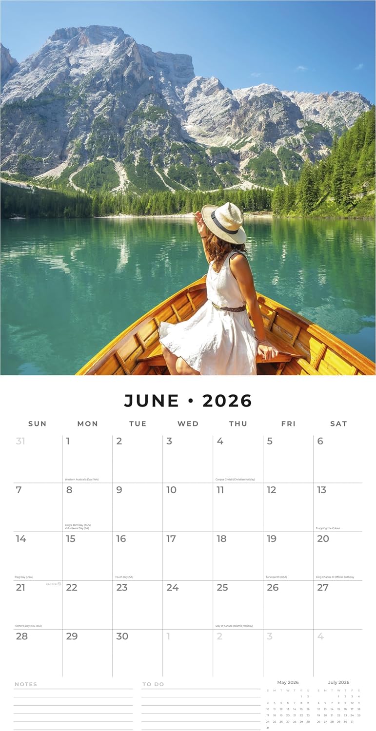 Red Robin 2026 Inspiration Monthly Wall Calendar | 12" x 24" Open | Premium Thick & Sturdy Paper | Hangable 12 Month Calendar | Lined Notes & To Do Area | Vivid Images | Plastic Free