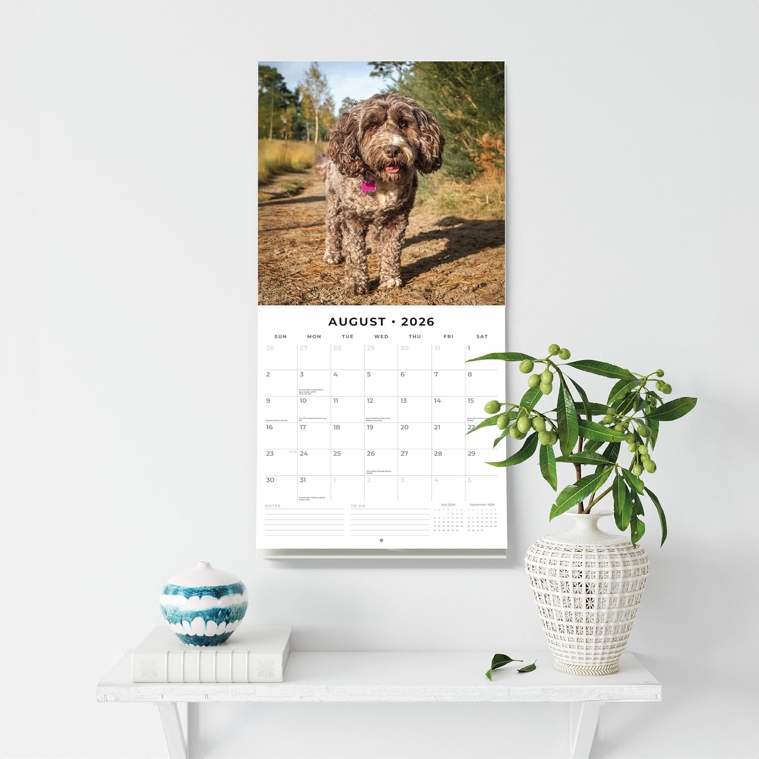 Red Robin 2026 Cockapoos Monthly Wall Calendar | 12" x 24" Open | Premium Thick & Sturdy Paper | Hangable 12 Month Calendar | Lined Notes & To Do Area | Vivid Images | Plastic Free