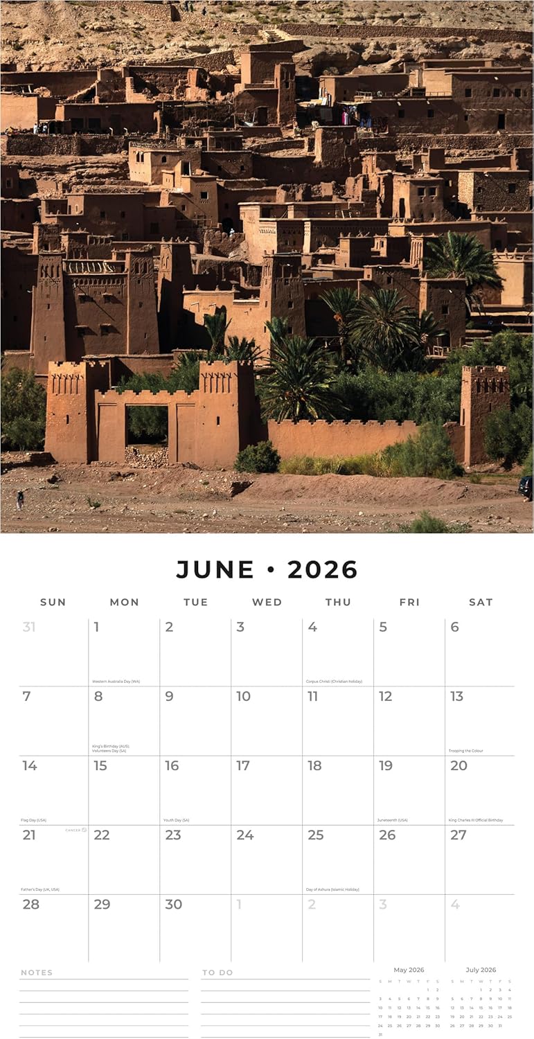 Red Robin 2026 Iconic Movie Locations Monthly Wall Calendar | 12" x 24" Open | Premium Thick & Sturdy Paper | Hangable 12 Month Calendar | Lined Notes & To Do Area | Vivid Images | Plastic Free