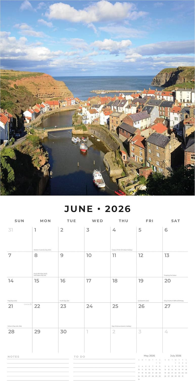 Red Robin 2026 Britain's Most Beautiful Villages Monthly Wall Calendar | 12" x 24" Open | Premium Thick & Sturdy Paper | Hangable 12 Month Calendar | Lined Notes & To Do Area | Plastic Free