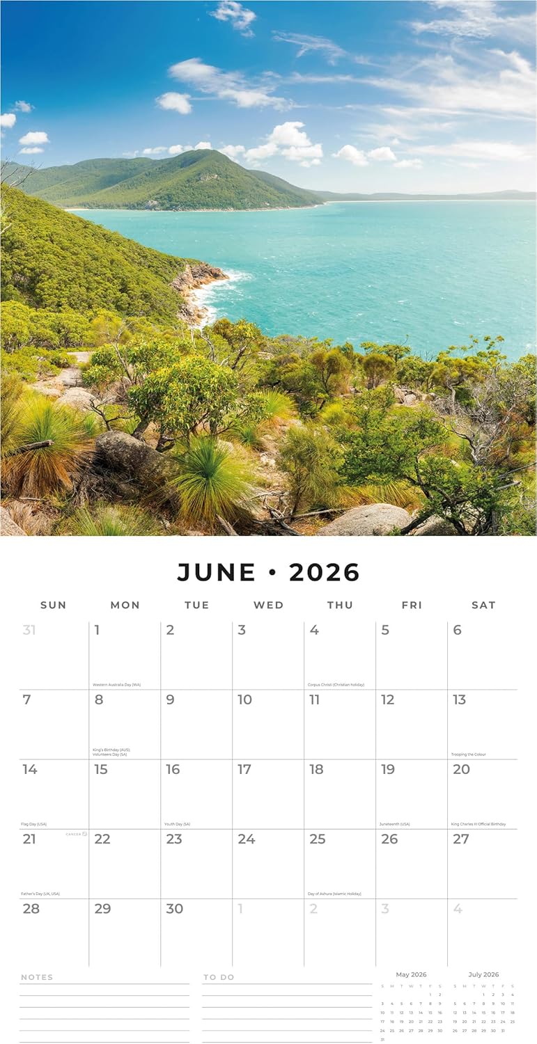 Red Robin 2026 National Parks of Australia Monthly Wall Calendar | 12" x 24" Open | Premium Thick & Sturdy Paper | Hangable 12 Month Calendar | Lined Notes & To Do Area | Vivid Images | Plastic Free