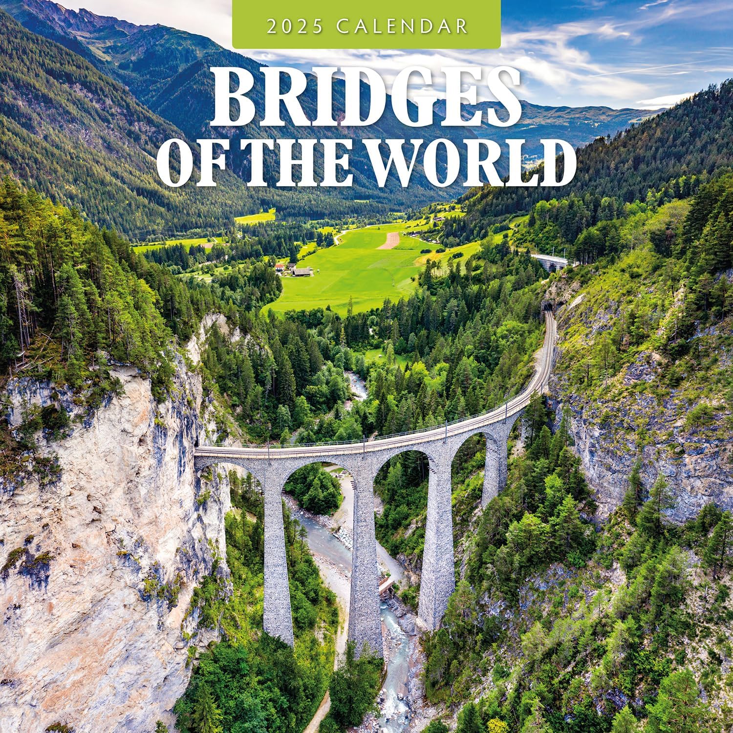 Red Robin 2025 Bridges of the World Monthly Wall Calendar | 12" x 24" Open | Premium Thick & Sturdy Paper | Hangable 12 Month Calendar | Plastic Free | 4 Month Transition Page for 2024