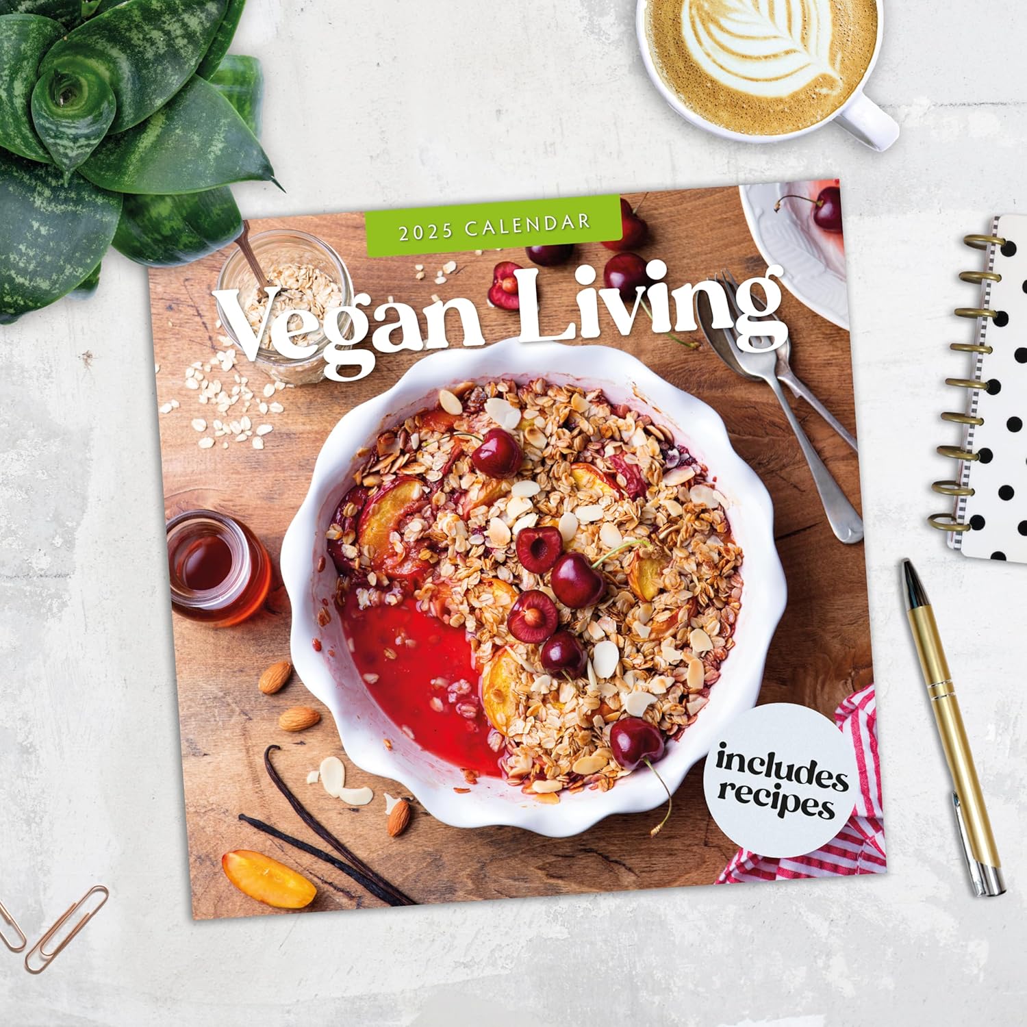 Red Robin 2025 Vegan Living Monthly Wall Calendar | 12" x 24" Open | Premium Thick & Sturdy Paper | Hangable 12 Month Calendar | Plastic Free | 4 Month Transition Page for 2024