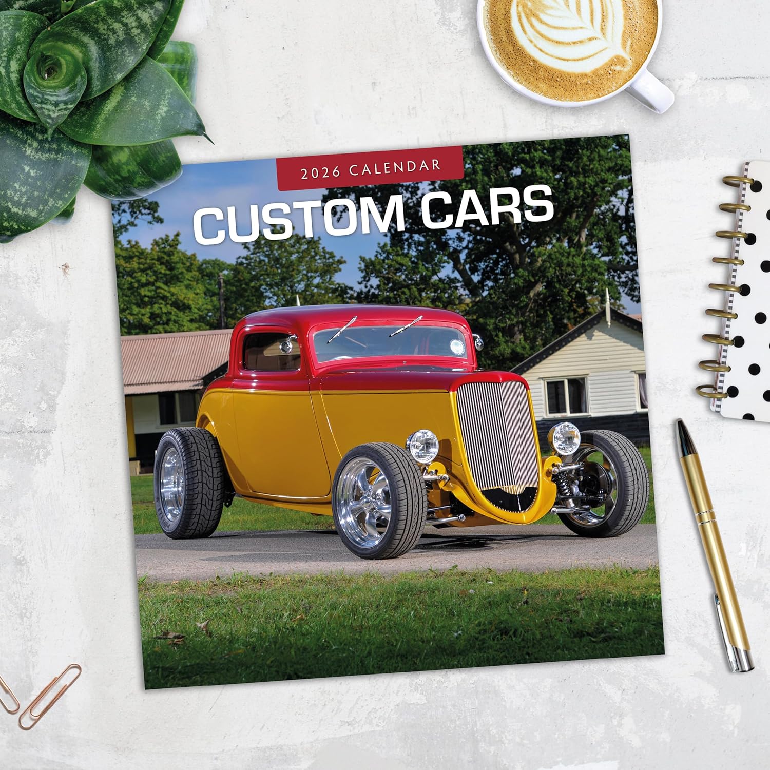 Red Robin 2026 Custom Cars Monthly Wall Calendar | 12" x 24" Open | Premium Thick & Sturdy Paper | Hangable 12 Month Calendar | Lined Notes & To Do Area | Vivid Images | Plastic Free