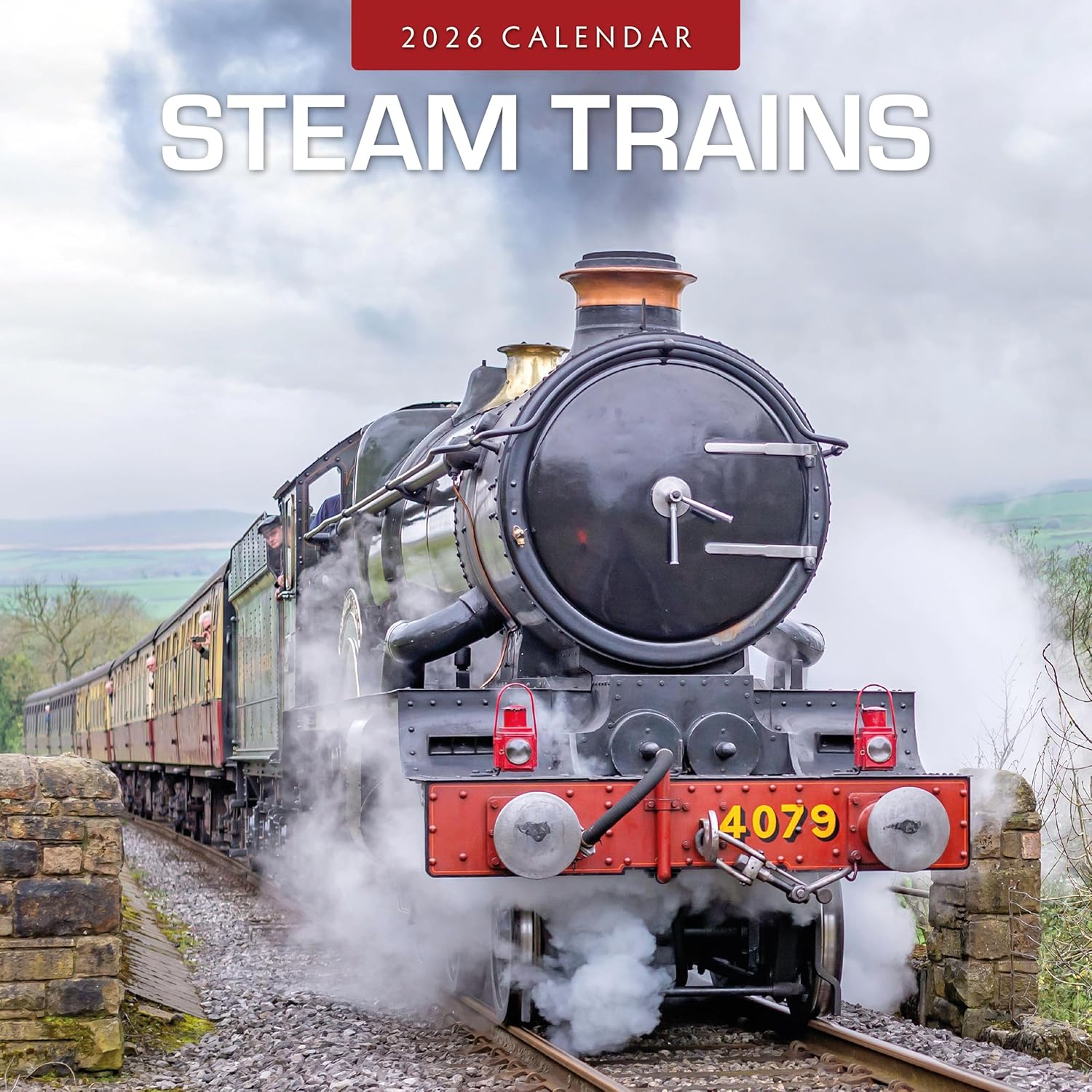 Red Robin 2026 Steam Trains Monthly Wall Calendar | 12" x 24" Open | Premium Thick & Sturdy Paper | Hangable 12 Month Calendar | Lined Notes & To Do Area | Vivid Images | Plastic Free