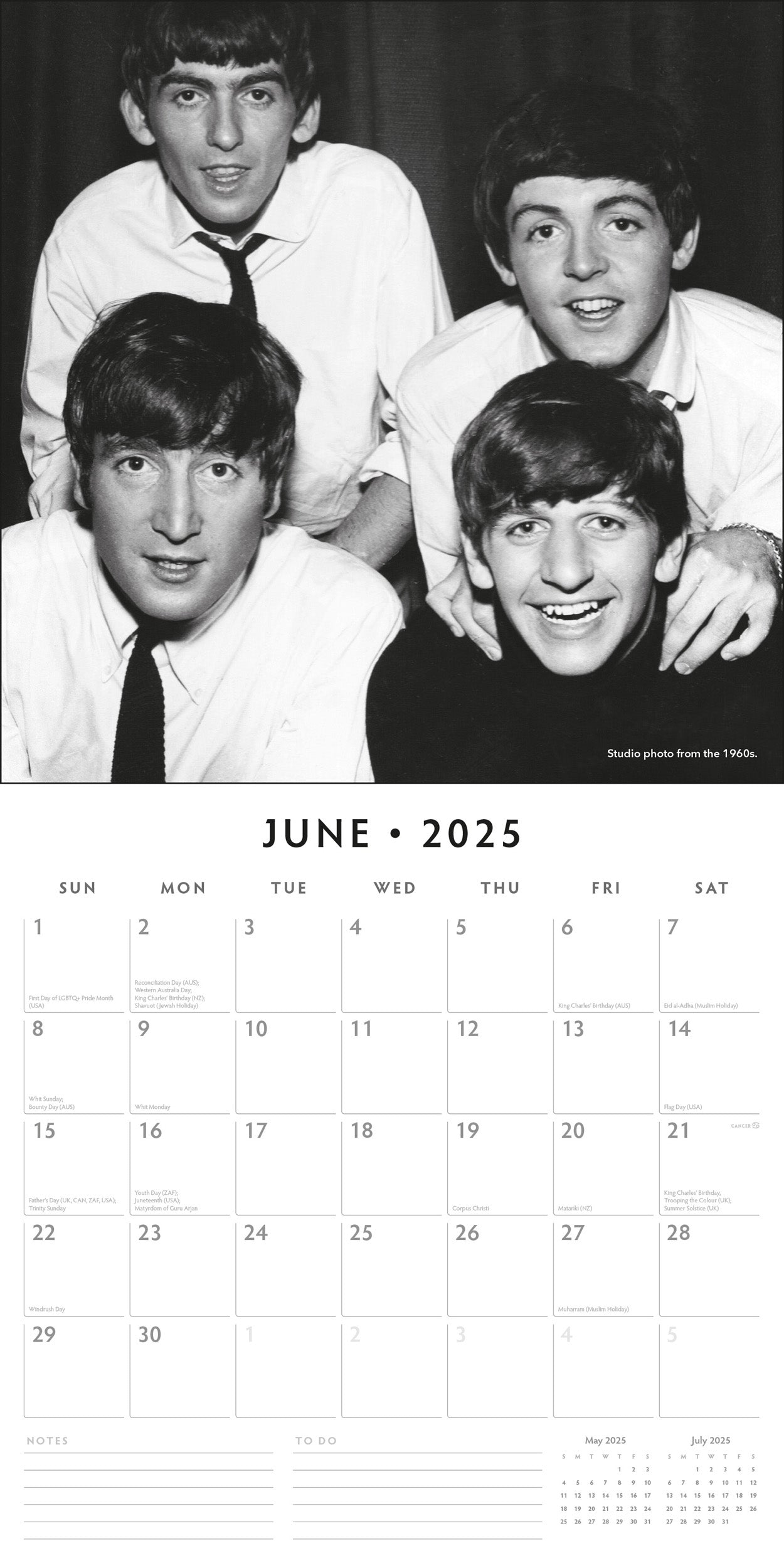 Red Robin 2025 The Beatles Monthly Wall Calendar | 12" x 24" Open | Premium Thick & Sturdy Paper | Hangable 12 Month Calendar | Plastic Free | 4 Month Transition Page for 2024